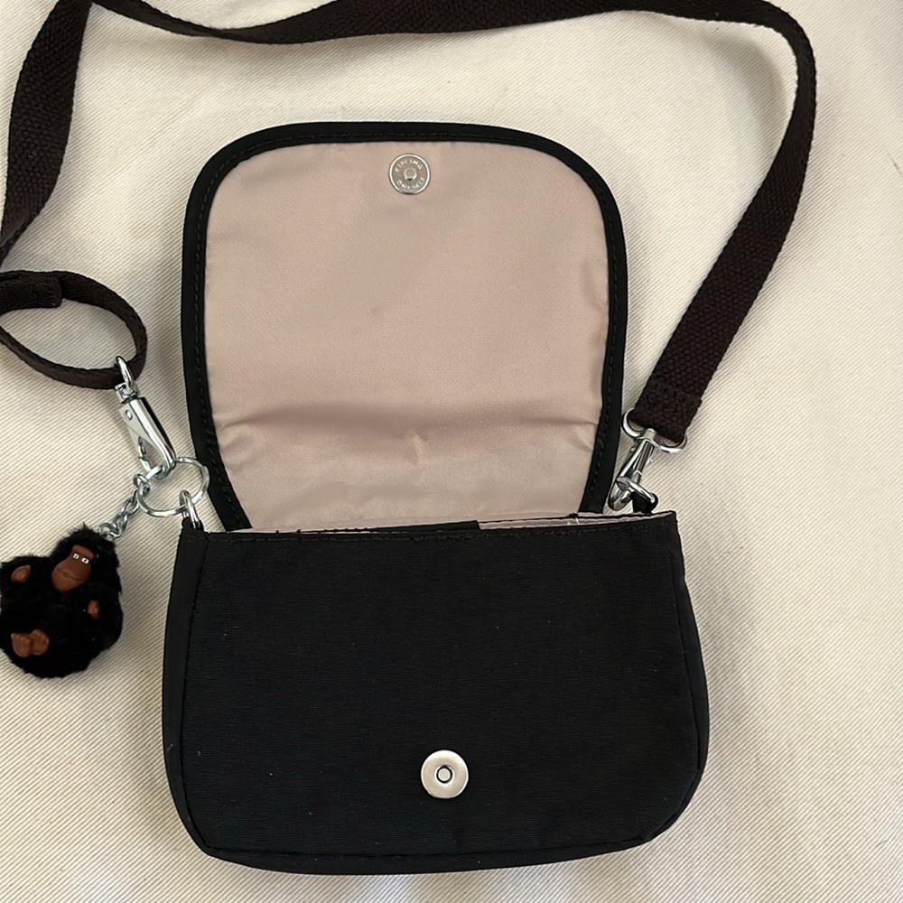 Kipling Crossbody Black lightweight Mini Bag, with playful  gorilla keychain!
